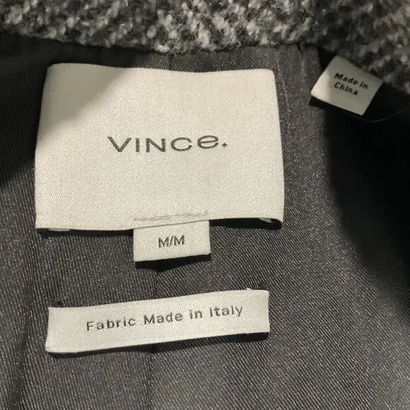 Vince Classic Charcoal Herringbone Double Breasted Coat Size M - Picture 4 of 6